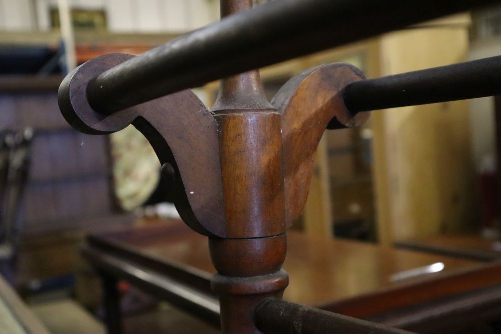 A Victorian mahogany towel rail, width 69cm height 88cm